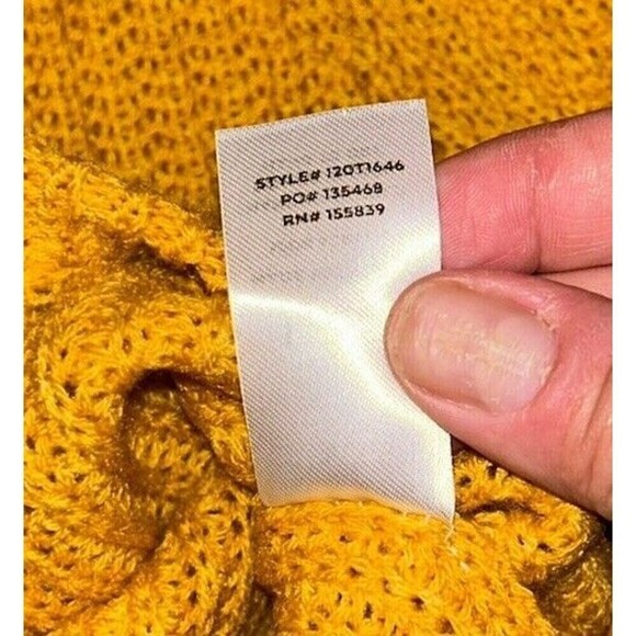 Lulus Womens Cropped Knit Sweater Mustard Yellow‎ L New - Picture 3 of 8